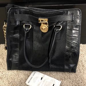 Michael Kors Hamilton Black Leather Tote